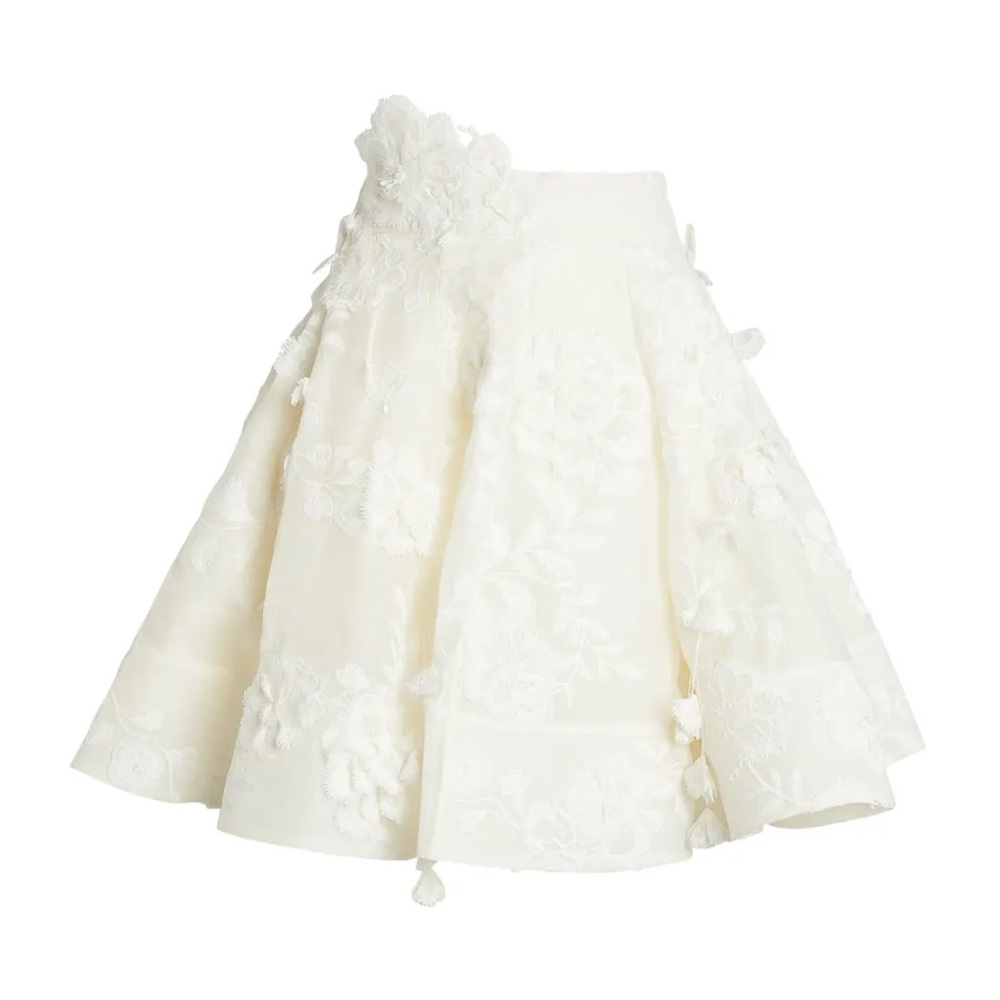 Zimmermann Cream Floral A-Line Skirt